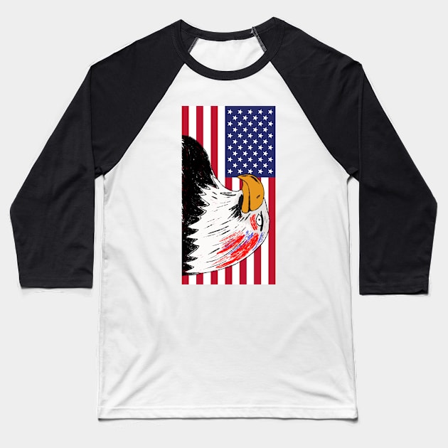 USA Drawing of an Eagle Baseball T-Shirt by DiegoCarvalho